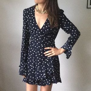 Polka dot navy blue romper